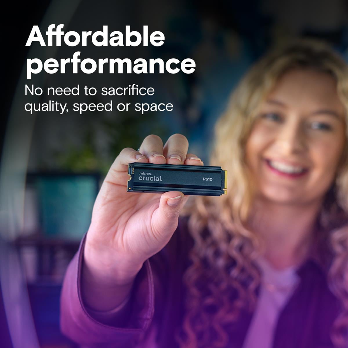 Crucial P510 2TB NVMe PCIe Gen5 M.2 2280 Internal Gaming SSD with Heatsink