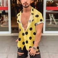 thumbnail image 2 of JWZUY Men's Polka Dot Print Casual Shirt Short Sleeve Summer Casual Button Down Shirts Yellow XXL, 2 of 7