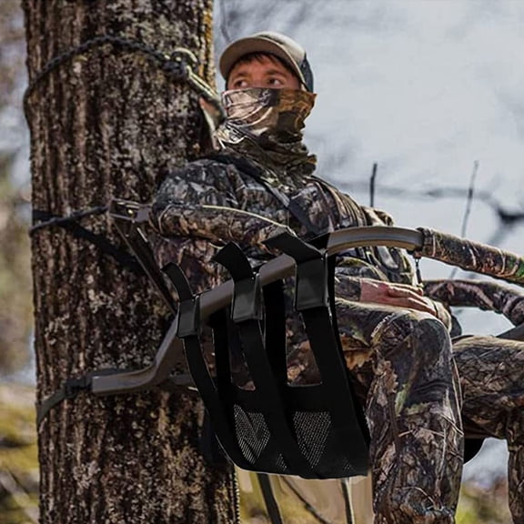 WEUVEB Black Nylon Adjustable Tree Stand Seat Replacement for Hunting, Camping, Outdoor Gear and Accessories