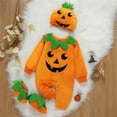 thumbnail image 2 of Coerni New Born Baby Halloween Cute Pumpkin Outfits Boys Girls Cartoon Romper Bodysuit+Hat+Shoes Dress up Crawling Suit, 2 of 9