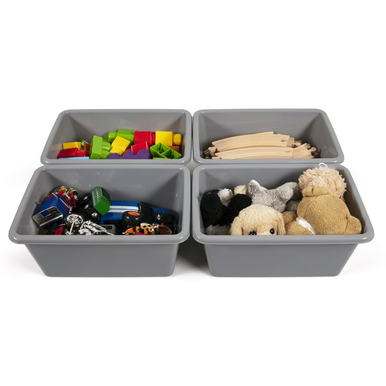 Humble Crew Child Set of 4 Plastic Storage Bins, Gray 