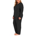 thumbnail image 6 of Asxite Plus Size Womens Pajamas Solid Fleece Long Sleeve Top and Pants Warm Matching Set, 6 of 7