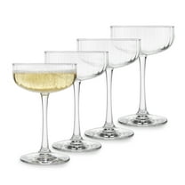 Libbey Paneled Cocktail Coupe Glasses, 8.5 Oz Fine Ribbed Line Coupe Glasses Set of 4, Dishwasher Safe Cocktail Martini Glasses