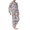 thumbnail image 2 of Naloa London Symbols1 Men’s Pajamas Set - Long Sleeve Button Down Sleep Shirt and Pajama Bottoms Sleepwear Set-Medium, 2 of 7