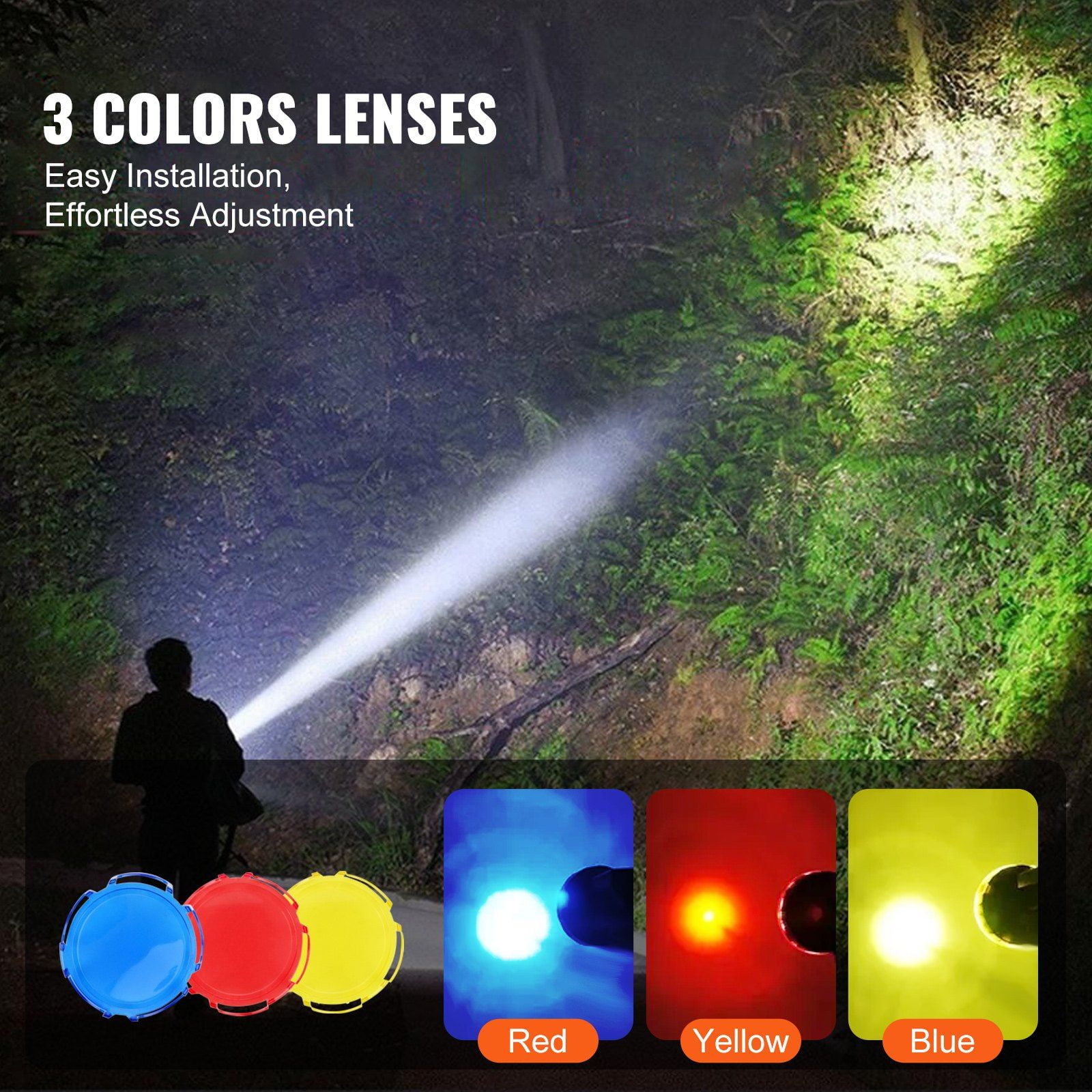 Professional 200000LM USB Rechargeable Spotlight, Super Bright Flashlight with 5000mAh Battery, Long-Range Searchlight for Night Use