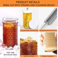 thumbnail image 5 of 2 Pcs Glass Cups Set - 24Oz Mason Jar Drinking Glasses with Bamboo Lids & Straws, 5 of 7
