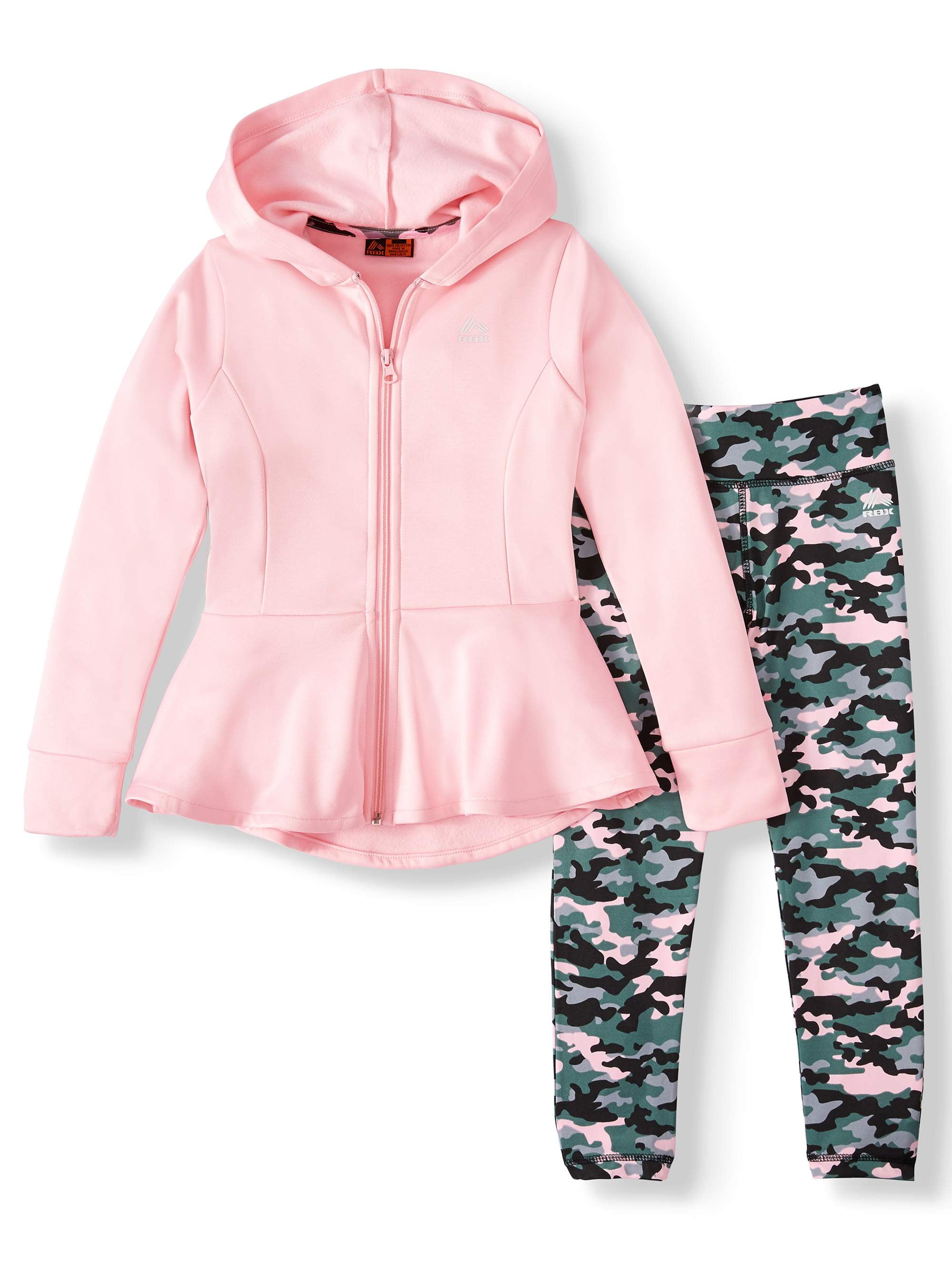 and Leggings Set Short Sleeve T-Shirt RBX Girls Fleece Hoodie Set Pullover Hoodie