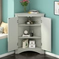 thumbnail image 5 of CoSoTower Grey Triangle Bathroom Storage Cabinet with Adjustable Shelves, Freestanding Floor Cabinet for Home Kitchen, 5 of 9