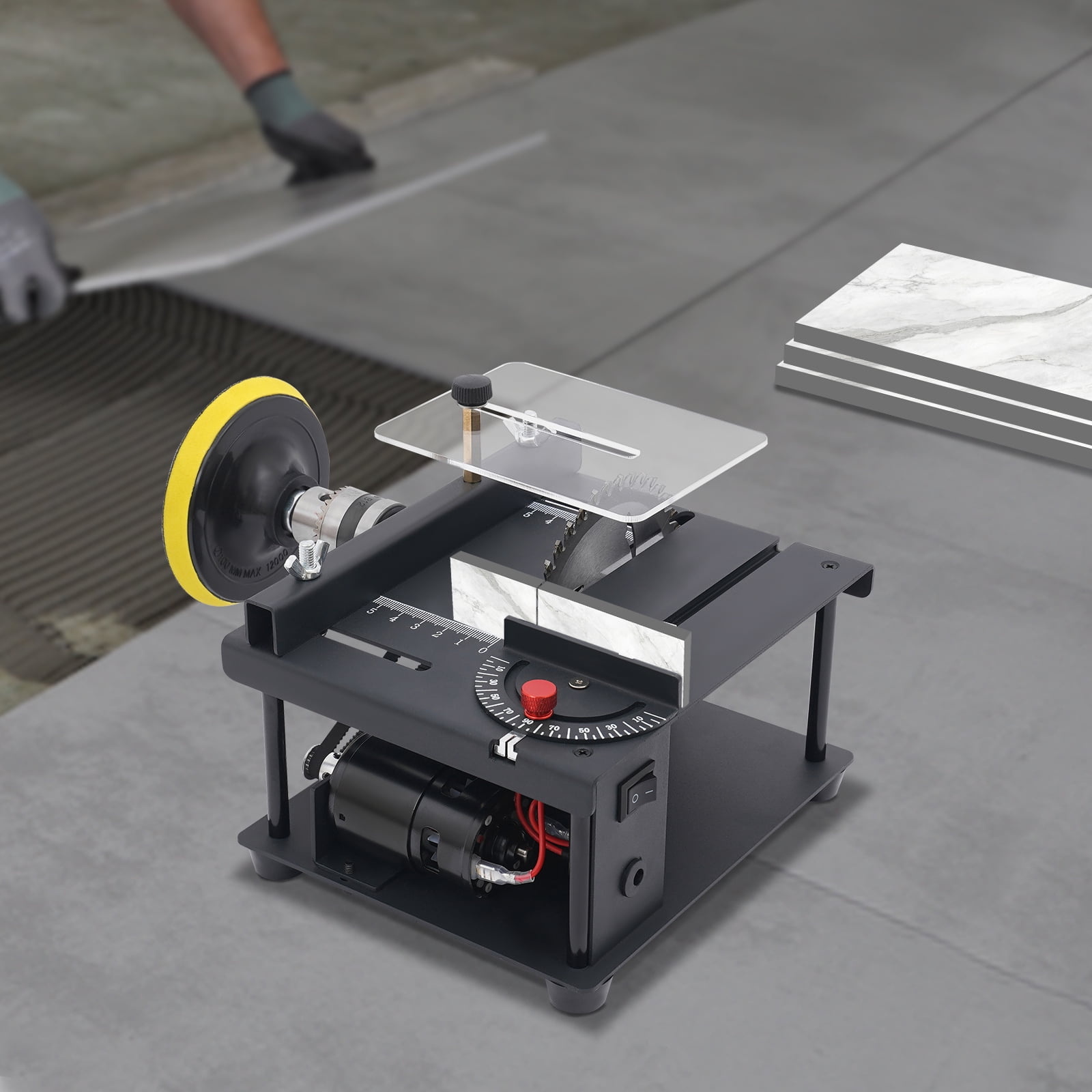 200w Table Saw, Miter Saw Tools with Saw Blade-1.38 in Cutting Depth-1,000-3,000rpm, Compact Portable Jobsite Table Saw for DIY Enthusiasts