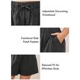 thumbnail image 3 of SHOWMALL Women's Plus Size Summer Shorts, Soft Breathable Summer Wide Leg Shorts with Patch Pockets, Dark Gray 4X Casual Elastic Waist Drawstring Shorts for Women, 3 of 8