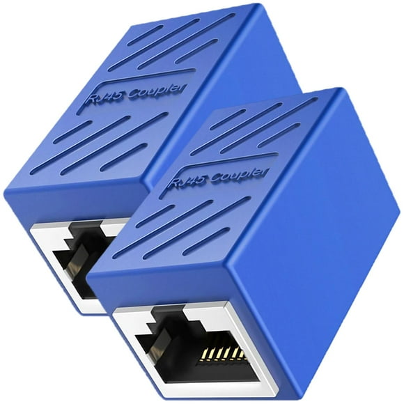 Extensor Cable Ethernet VentDepot LinkFusionBlue 2 Pzas Acoplador RJ45 Hasta 1000Mbps Interior Azul Plástico y metal