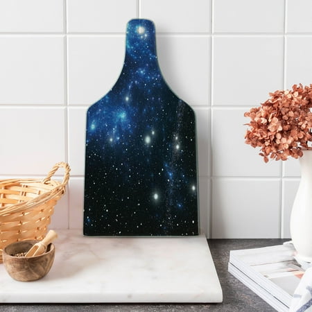 

Constellation Cutting Board Outer Space Star Nebula Astral Cluster Astronomy Theme Galaxy Mystery Tempered Glass Cutting and Serving Board Wine Bottle Shape Blue Black White by Ambesonne