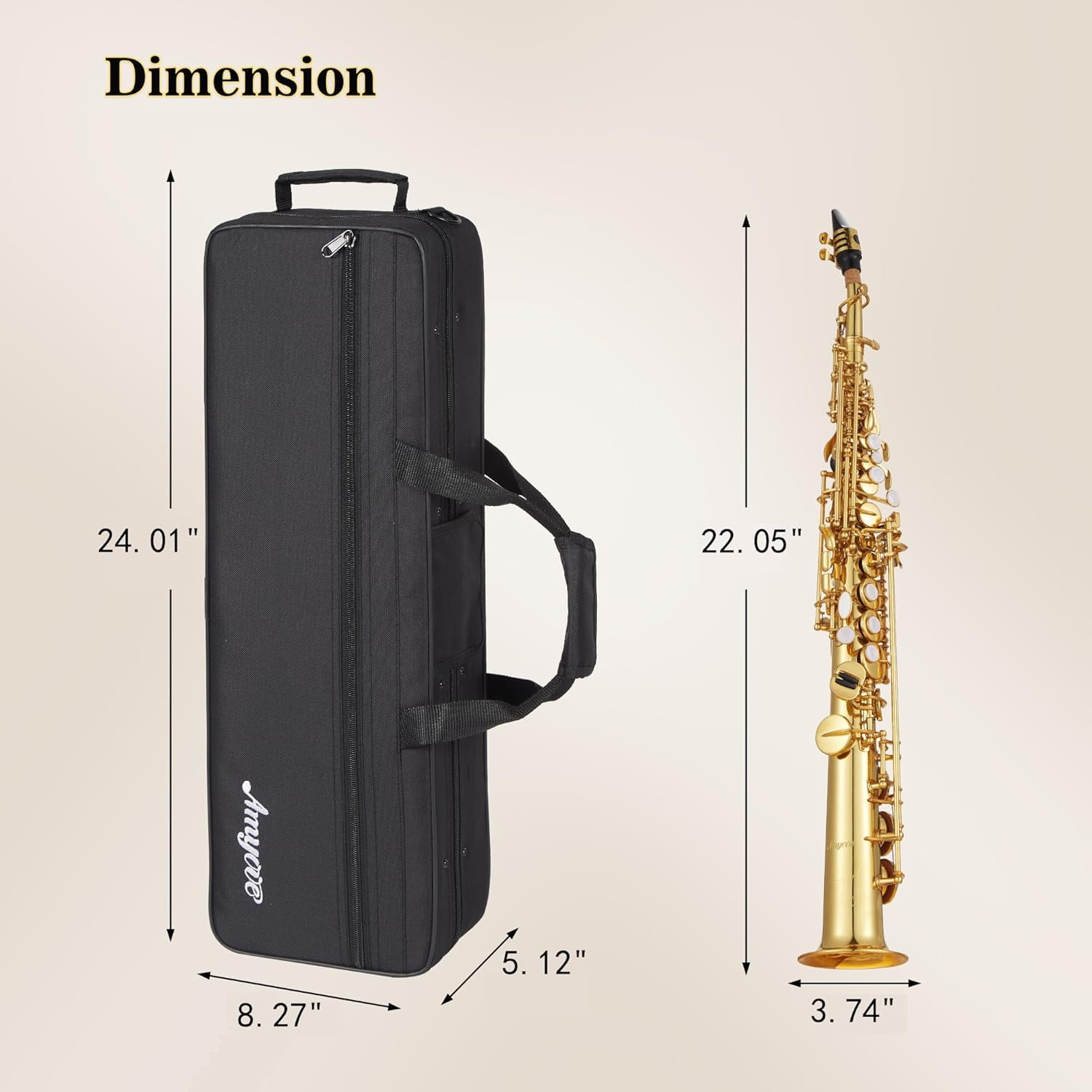 Senfot Soprano Saxophone Complete Kit for All Levels, Includes Carrying Case, Neck Strap, Reeds, Stand & Cleaning Accessories, Suitable for Beginners & Pros