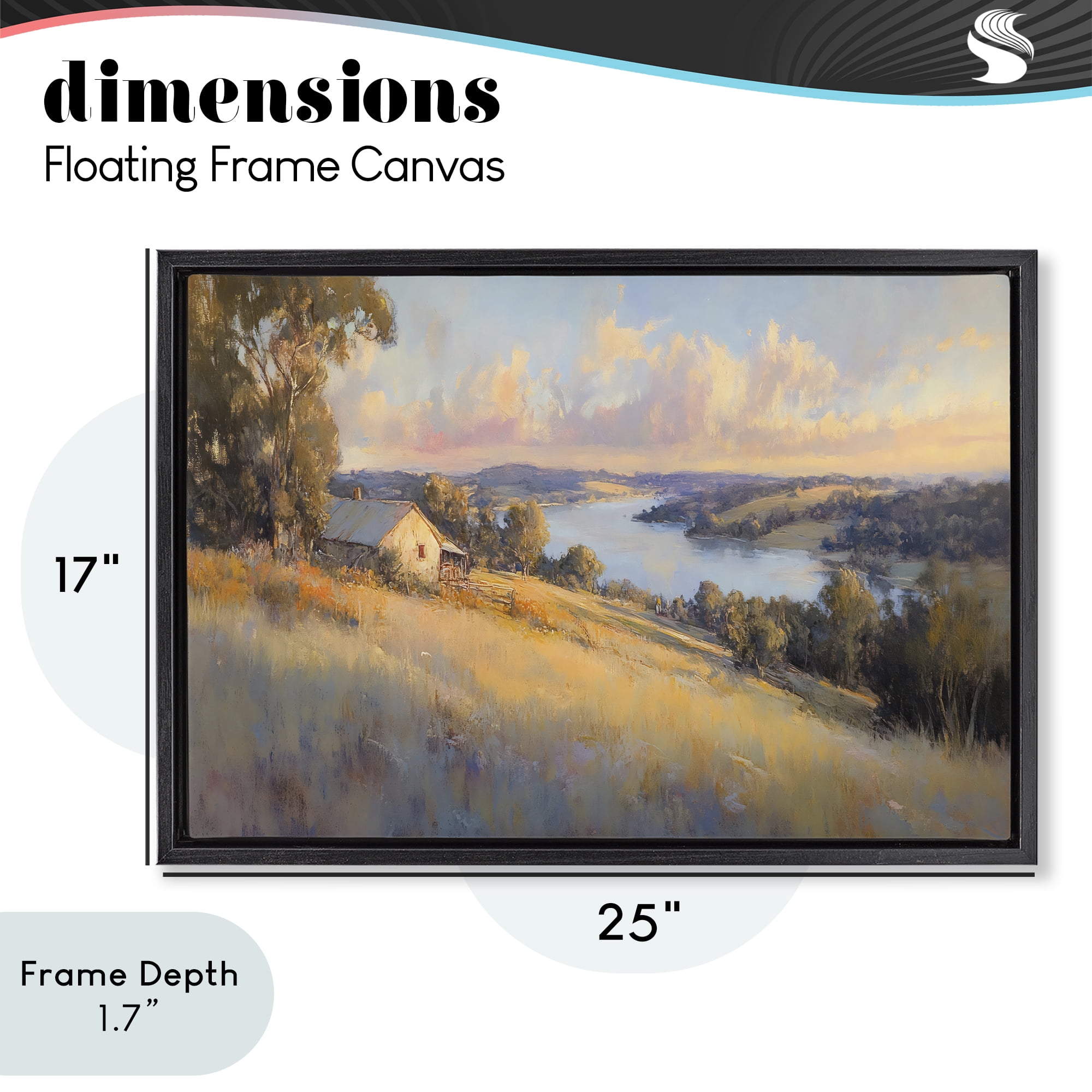 Stupell Industries Hilltop Cottage in Sunset Glow Black Framed Floater Canvas Wall Art, design by Creative Studio