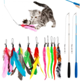 thumbnail image 1 of Jouet à Plumes pour Chat, 2 Pcs Baguettes Rétractables et 10 Pcs, 1 of 6