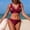 c01Red, variant on Hduncf Women's Fashion Print V Neck Bikini Set Lace Up Side Two Piece Swimsuit for Beach Pool Vacation Swimwear Brown XL