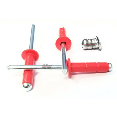 

Fluorescent Red 3/16 Aluminum Small Head with Steel Mandrel Multi Grip Pop Rivets Fasteners .275 - .598 Grip Range