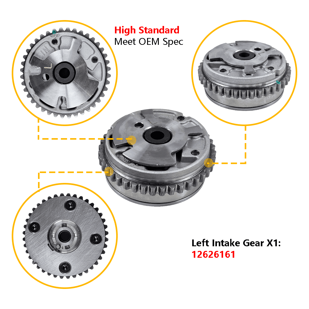 4PCS Intake Exhaust Variable Valve Timing VVT Sprocket Cam Phaser Camshaft Gear w/Bolt | Fit for Buick Cadillac ATS CTS Chevrolet Camaro GMC Pontiac Saab Saturn Suzuki | OE 12626160 12626161 12624464