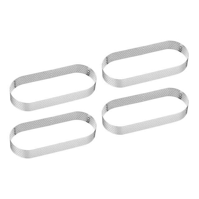 Uxcell 4pcs Perforated Cake Rings 5.91" Stainless Steel Oval Tartlet Ring
