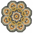 thumbnail image 1 of homeroots home decor 393659 4’ Round Gray and Gold Floret Area Rug, 1 of 1