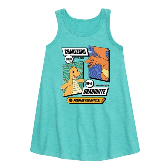 Pokémon - Dragonite Charizard Prepare For Battle - Youth Girls A-line Dress