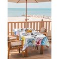 thumbnail image 2 of Outdoor Tablecloth with Umbrella Hole for Patio/Picnic/Party/Camping, Summer Coastal Waterproof Table Cloth Rectangle Table Cover Washable, Sea Starfish Shell Lemon Flowers Watercolor (54"x 80"), 2 of 8