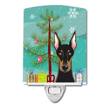 Caroline's Treasures BB1617CNL Christmas Tree and Doberman Ceramic Night Light, 6x4x3", multicolor