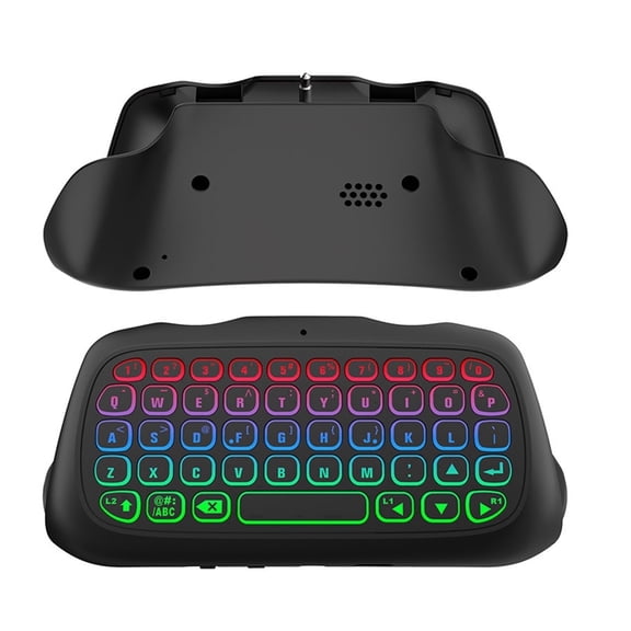 Wireless Keyboard Compatible with PS5 Controller, for Backlit Keys & Built-in Microphone (Black)