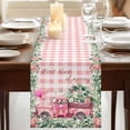 thumbnail image 3 of Table Runners 72 Inches Long Dress Scarves, Eucalyptus Trucks Farmhouse Kitchen/Dining Table Runner, Coffee Tablerunners, Spring Farmhouse Floral Leaves Pink Plaid 18x72 Inch, 3 of 9