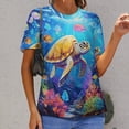 thumbnail image 6 of Nautical Green Sea Turtles Women's Short Sleeve T-Shirt Crew Neck Casual Summer Trendy Loose Fit Tops, 6 of 6