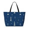 thumbnail image 2 of Xecao Lighthouses and Anchors for versatile beach bag for women includes zipper pockets and waterproof material, ideal for vacations and adventures., 2 of 7