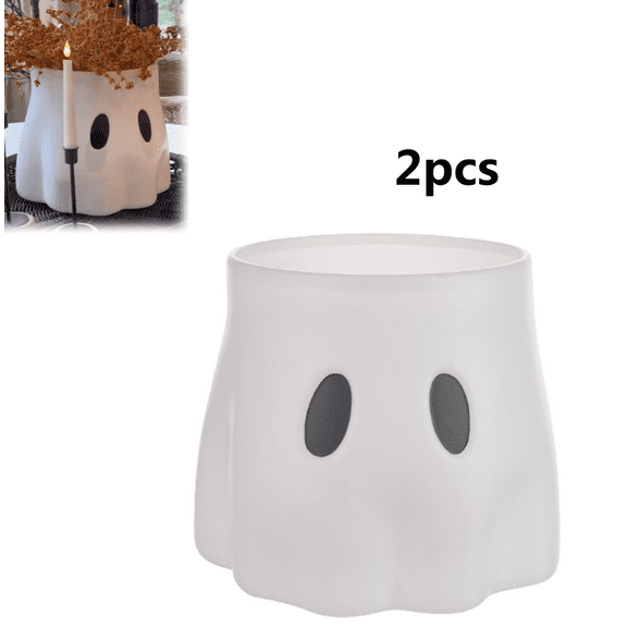 Halloween Ghost Bucket Decor, Ghost Planter, 2024 New Cutest Ghost Bucket, Ghost Vase, Air Fern Display Stand Decor for Indoor Outdoor, Home Decor(Large,Small)