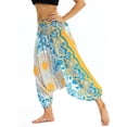 thumbnail image 3 of HLSOHJP Women's Smocked Waist Yoga Harem Pants Boho High Waisted Baggy Trousers Hippie Genie, 3 of 5