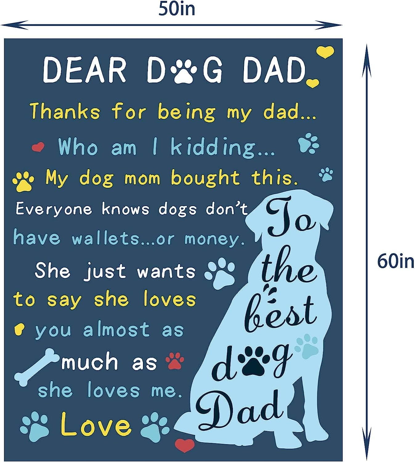MMYGU Dog Dad Gifts for Men Blanket Dog Dad Gifts Dog Lovers Gifts for Men Best Dog Dad Ever Gifts for Dog Lovers Men Dogfather Dog Lover Gifts Gifts for Dog Lovers Blanket 50x60in
