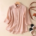 thumbnail image 2 of ZyeKqe Cotton Linen Shirts for Women 3/4 Sleeve Tops Collared V Neck Dressy Casual Blouses Embroidered Summer TopsM-XXL, 2 of 9