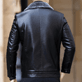 thumbnail image 3 of Men's Winter Lapel Fleece Leather Jacket, Up To 250 lbs, 3 of 4