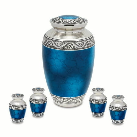 - Urnsdirect2u Mediterranean Mystic Blue Adult Urn with four tokens