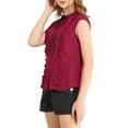 thumbnail image 4 of INSPIRE CHIC Women's Tie Neck Cap Sleeve Button Down Ruffle Summer Shirt, 4 of 6