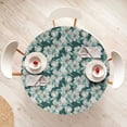 thumbnail image 4 of Ambesonne Bird Print Fitted Round Tablecloth, Goldfinch Floral Spring, 36"- 40" Diameter, Hunter Green and Pale Grey, 4 of 5