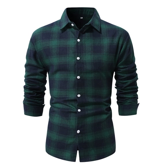 Wancir Plaid Mens Flannel Shirts Long Sleeve Dress Shirts for Men Casual Button Down Big and Tall Button Up Shirt