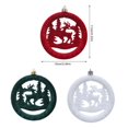 thumbnail image 3 of Velvety Flocking Round Christmas Ornament Set Of 3 Elegant Hanging Decors For Holiday Tree Mantle Tabletop Seasonal Arrangements White, 3 of 5