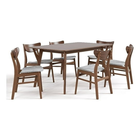 Furniture of America Beck Wood 7-Piece Dining Table Set in Walnut