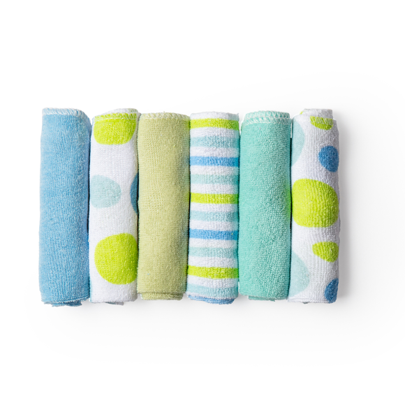 Blue and Green Washcloth- Set of Six