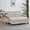 Beige, variant on 2-Seat Convertible Sleeper Sofa Bed with 6-Position Adjustable Backrest, USB Charging Ports, Cup Holders and Swivel Side Table, Storage Armrests, Coffee