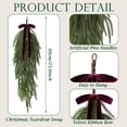 thumbnail image 3 of 4 Pack 24 Inch Christmas Teardrop Wreaths with Rustic Velvet Ribbon Bow, Artificial Greenery Door Wall Decor for Porch Mantel Holiday Decoration, 3 of 9