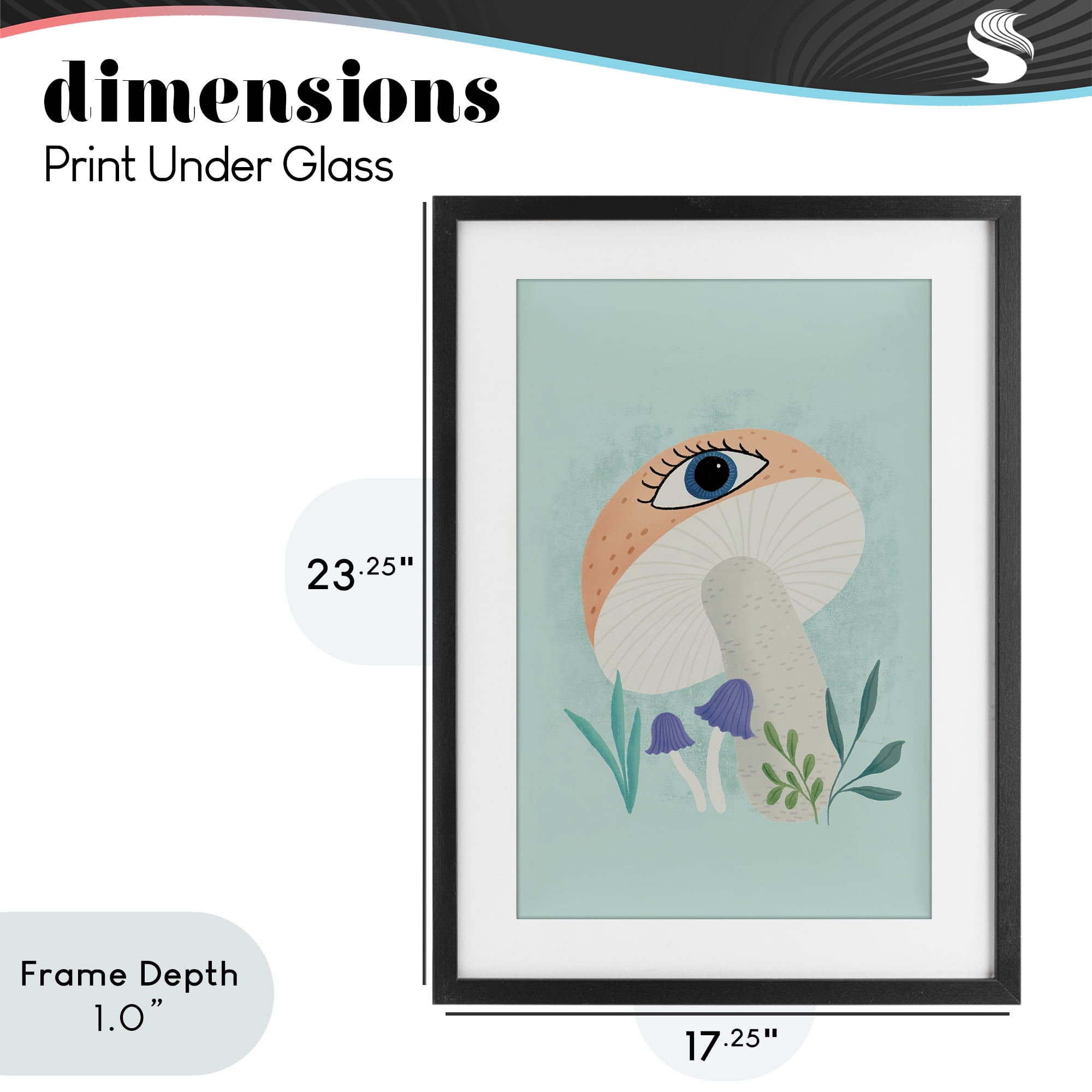 Stupell Industries Mushroom with Mystical Eye Black Framed Print Under Glass, design by Metka Hiti