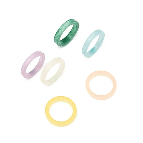 WINDLAND 6pcs/set Candy Color Acrylic Rings for Men and Women Gentle Stackable Fashion