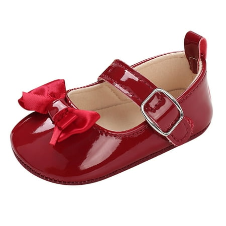 BOBOGOJP Girl Closed Toe Dress Ballerina Flats - Stylish Formal Patent Mary Jane Wedding Party Shoes (Toddler - Little Kid - Big Kid) (Red 4)