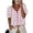 Pink, variant on Women's Short Sleeve Sweater Spring Summer Crochet Knit Tops V Neck Striped Button Down Dressy Casual Blouses
