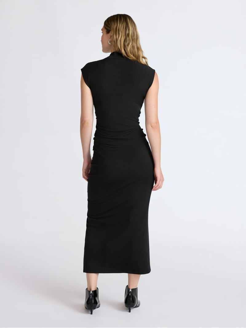 Scoop Womens Jersey Knit Maxi Dress with Side Ruching, Sizes XS-XXL